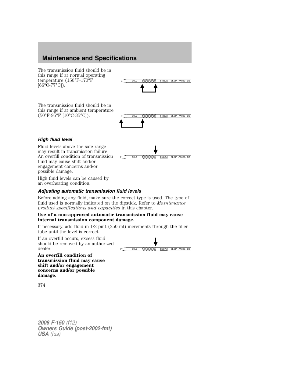 Maintenance and specifications | FORD 2008 F-150 v.1 User Manual | Page 374 / 400