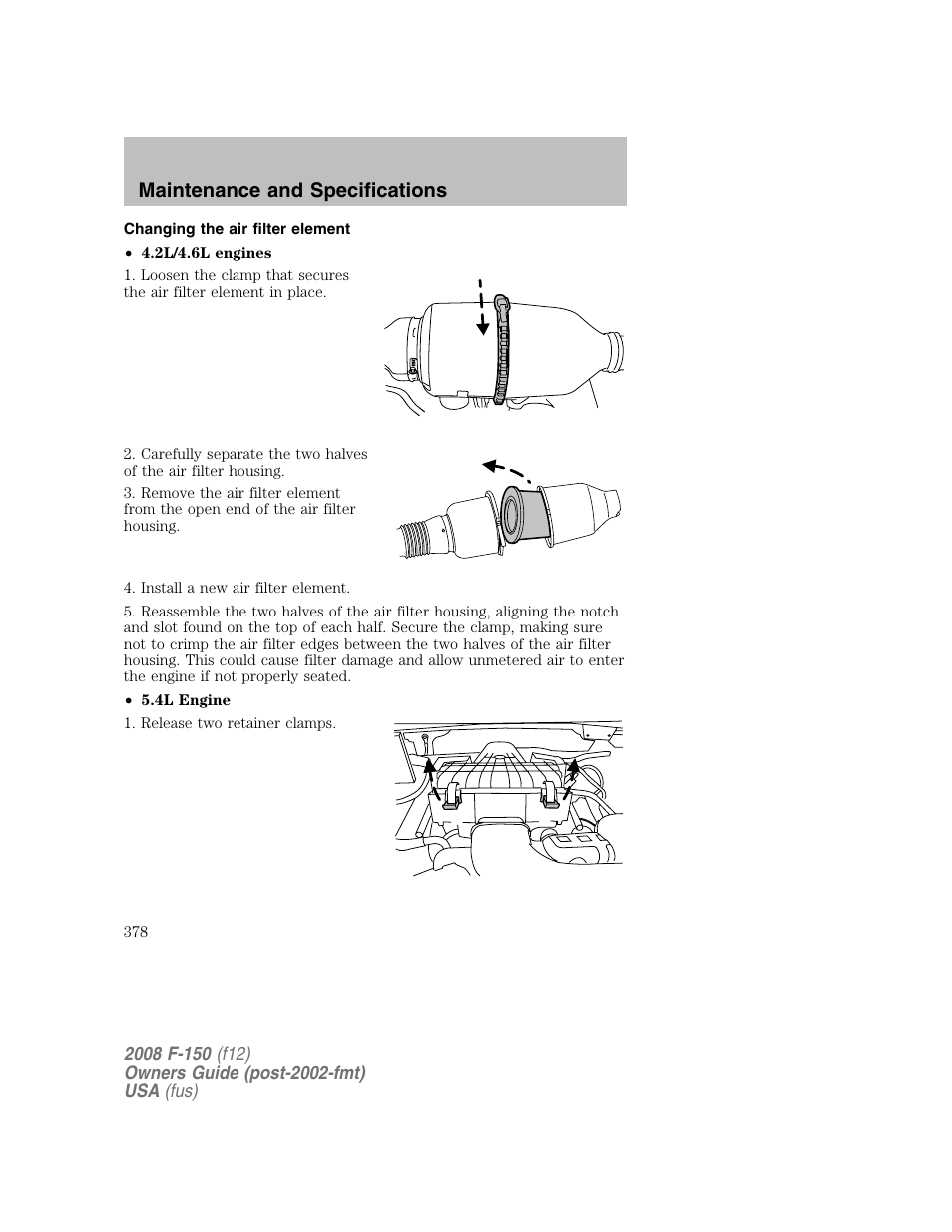 Maintenance and specifications | FORD 2008 F-150 v.1 User Manual | Page 378 / 400