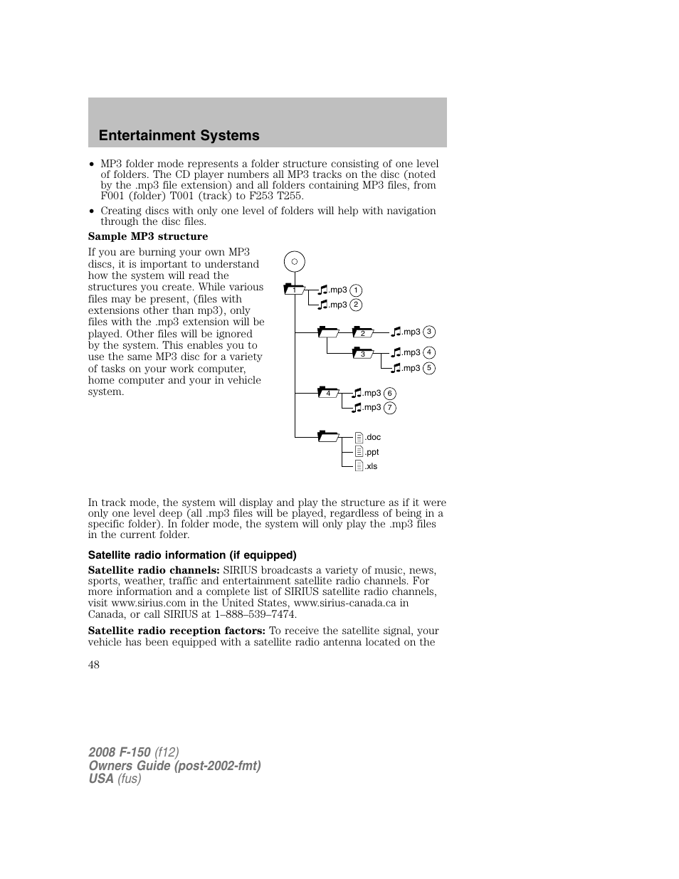 Entertainment systems | FORD 2008 F-150 v.1 User Manual | Page 48 / 400