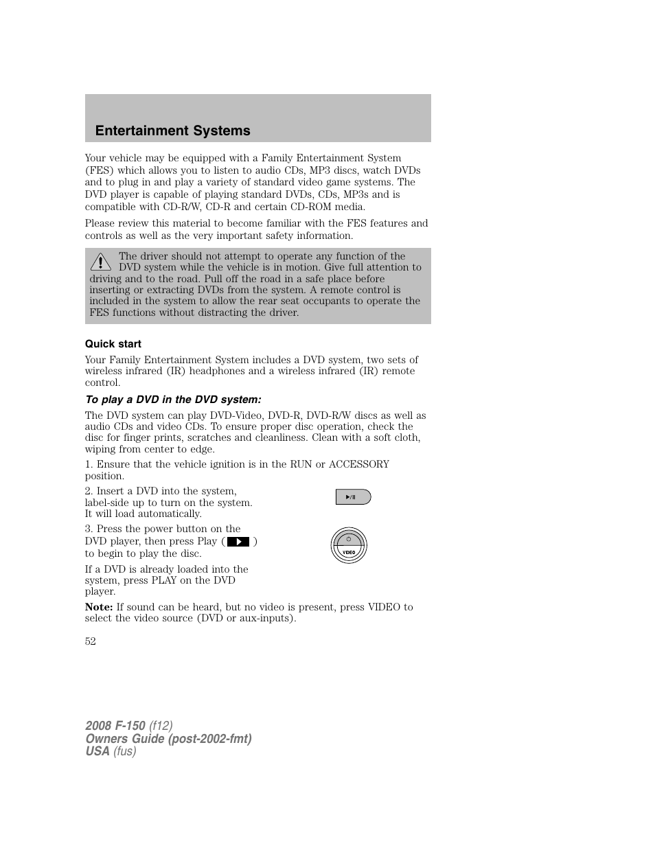 Entertainment systems | FORD 2008 F-150 v.1 User Manual | Page 52 / 400