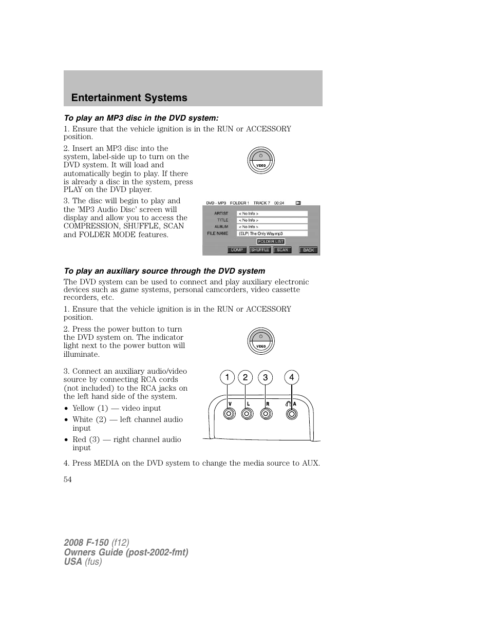 Entertainment systems | FORD 2008 F-150 v.1 User Manual | Page 54 / 400