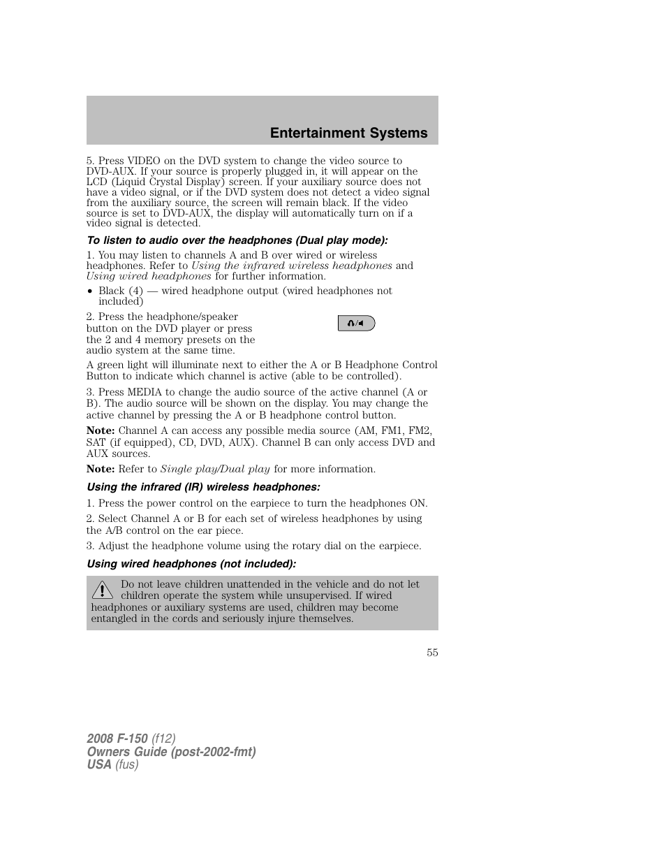 Entertainment systems | FORD 2008 F-150 v.1 User Manual | Page 55 / 400