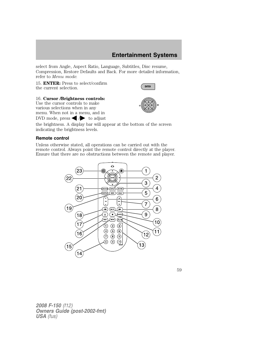 Entertainment systems | FORD 2008 F-150 v.1 User Manual | Page 59 / 400