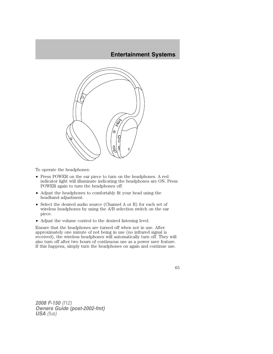 Entertainment systems | FORD 2008 F-150 v.1 User Manual | Page 65 / 400