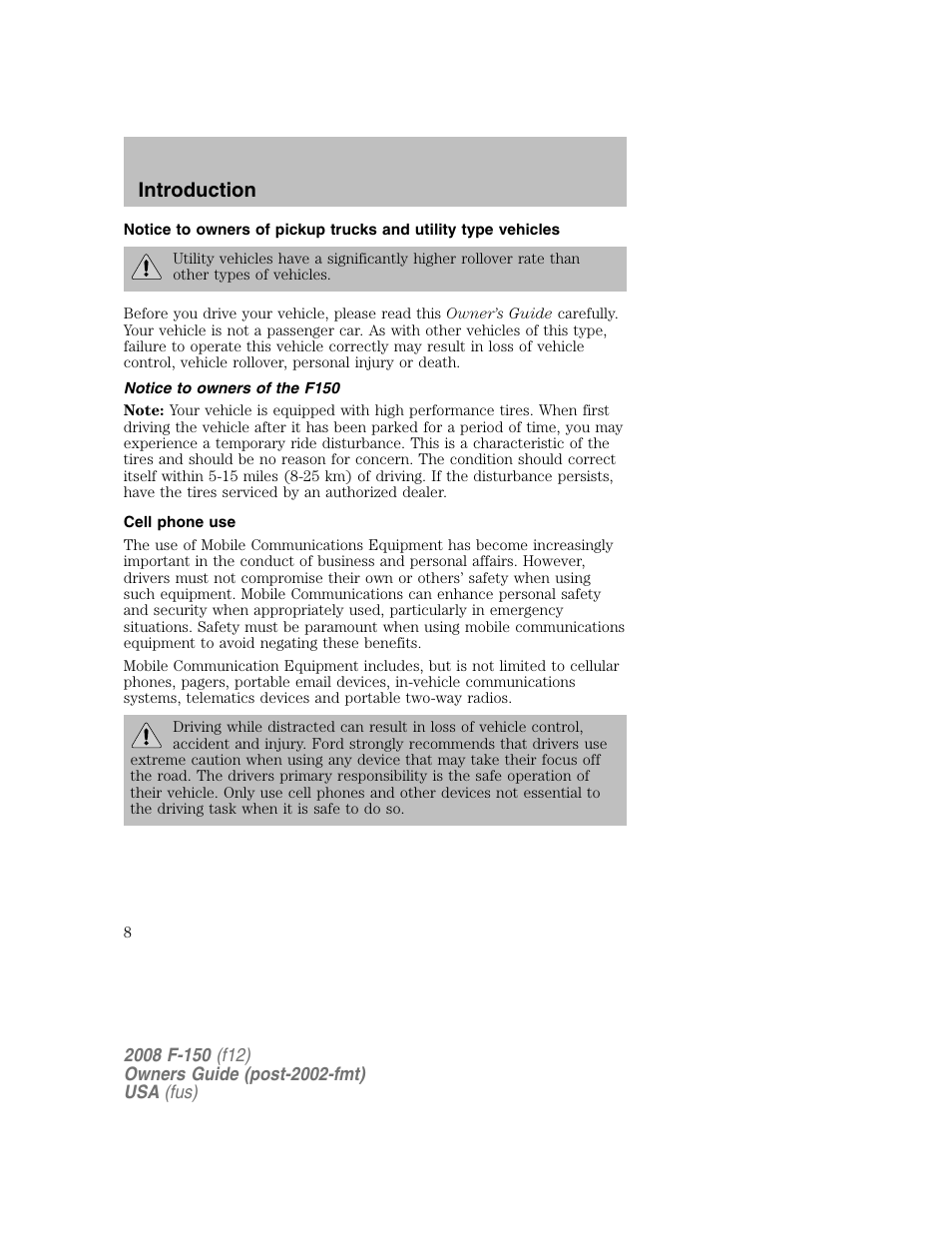 Introduction | FORD 2008 F-150 v.1 User Manual | Page 8 / 400