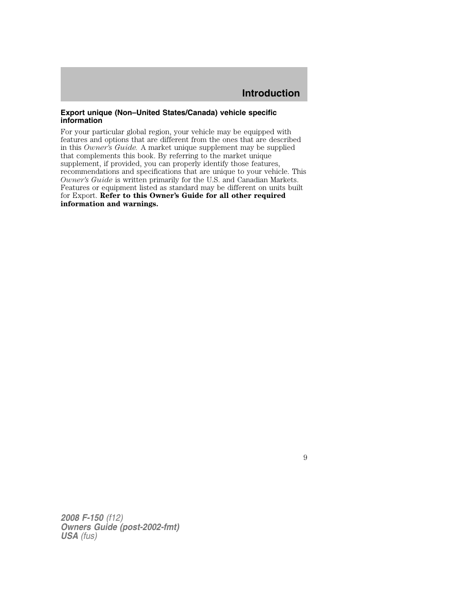 FORD 2008 F-150 v.1 User Manual | Page 9 / 400