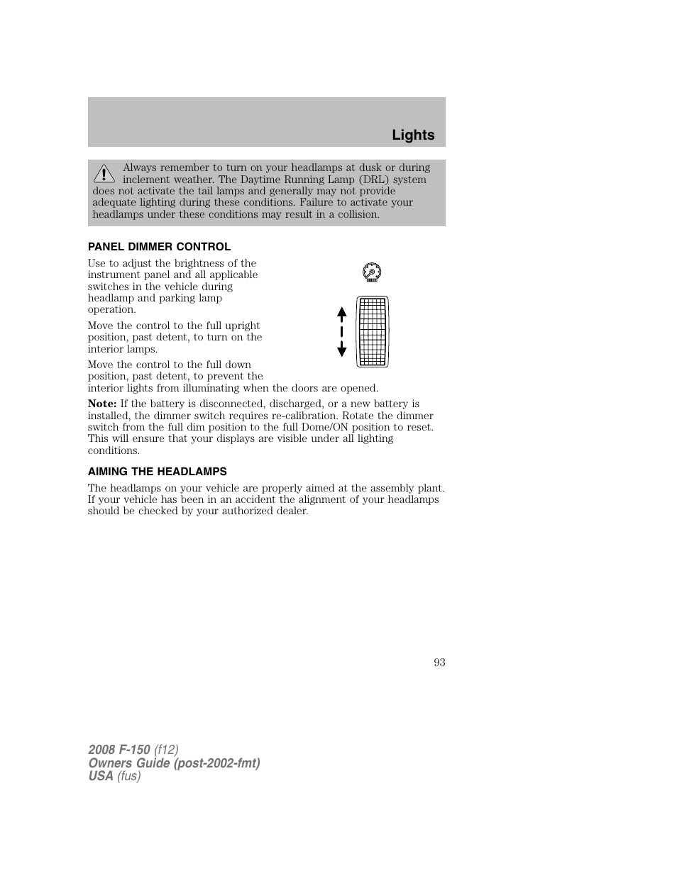 Lights | FORD 2008 F-150 v.1 User Manual | Page 93 / 400