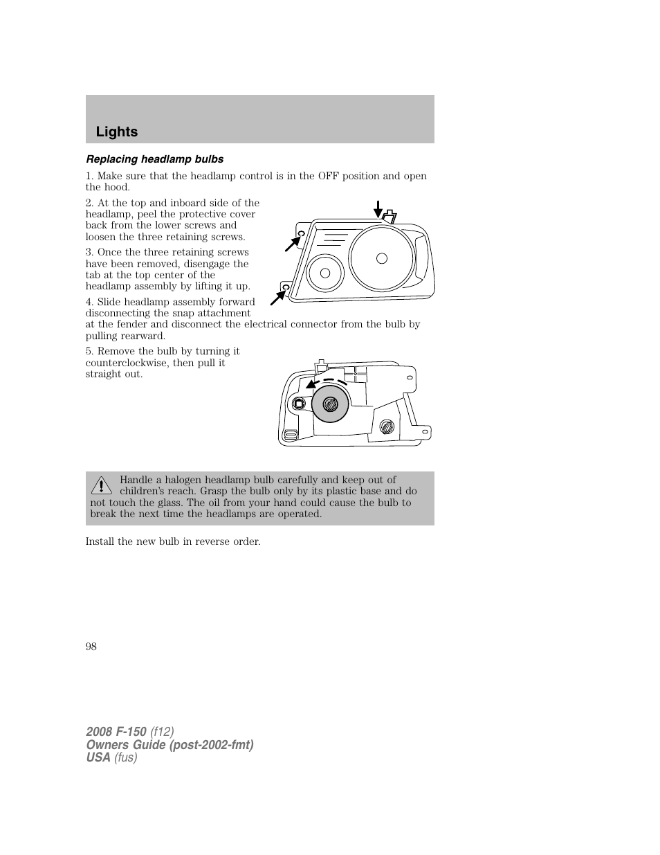 Lights | FORD 2008 F-150 v.1 User Manual | Page 98 / 400
