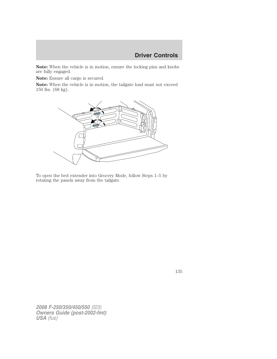Driver controls | FORD 2008 F-550 v.1 User Manual | Page 135 / 368