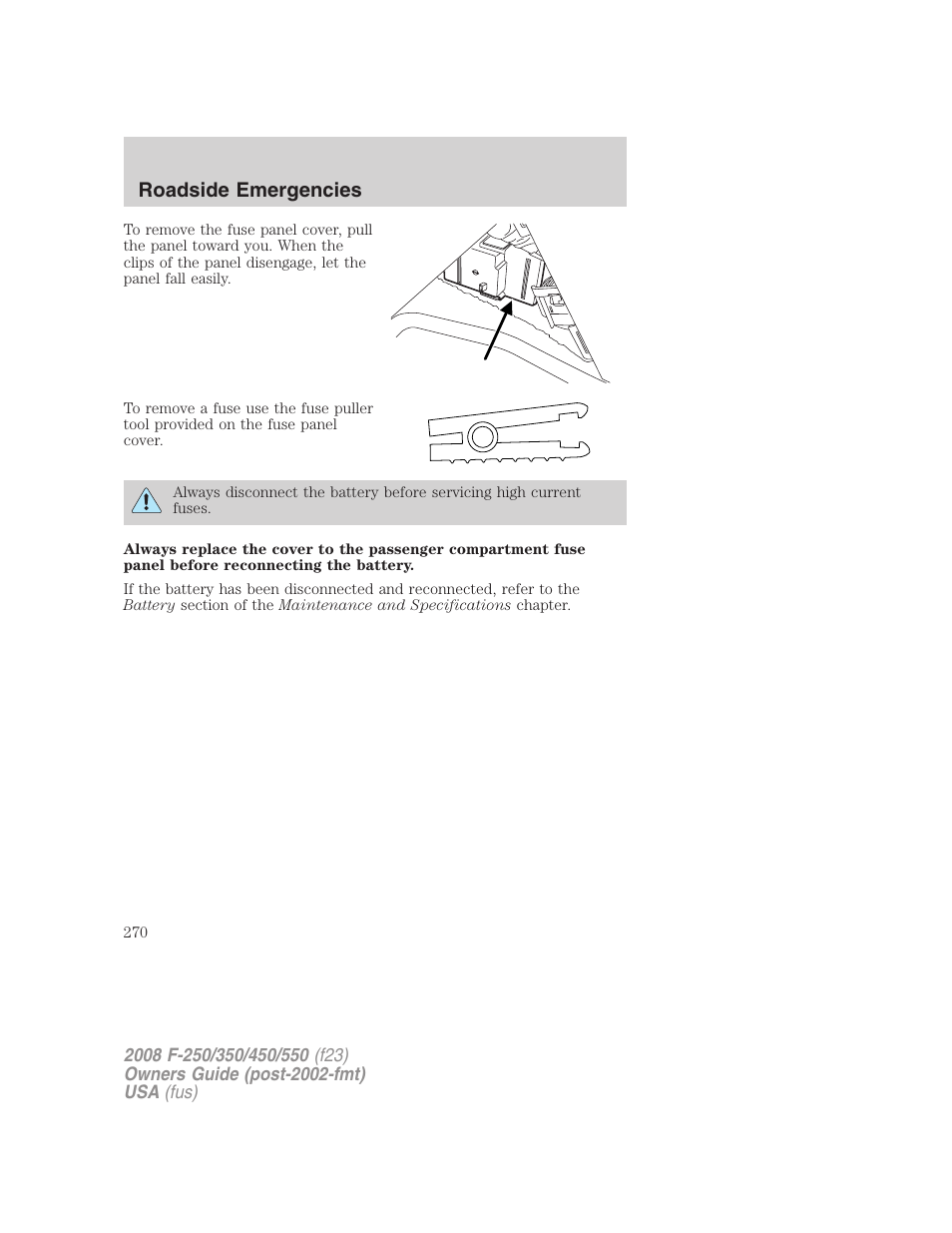 Roadside emergencies | FORD 2008 F-550 v.1 User Manual | Page 270 / 368