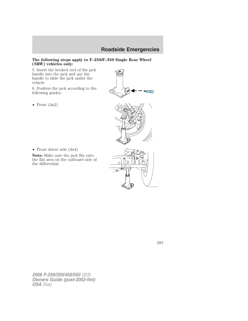 Roadside emergencies | FORD 2008 F-550 v.1 User Manual | Page 283 / 368