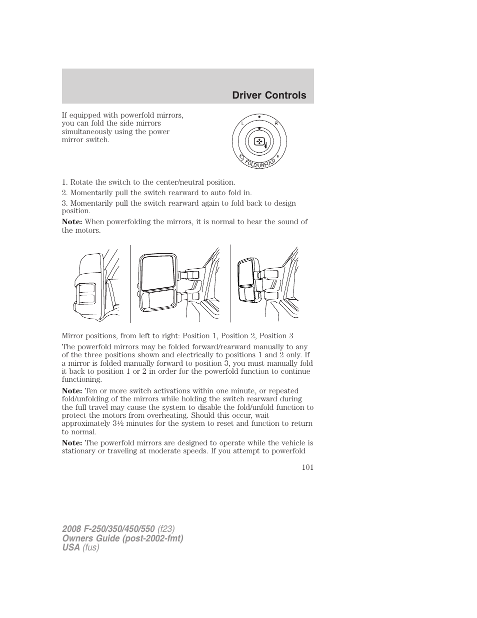 Driver controls | FORD 2008 F-550 v.2 User Manual | Page 101 / 368