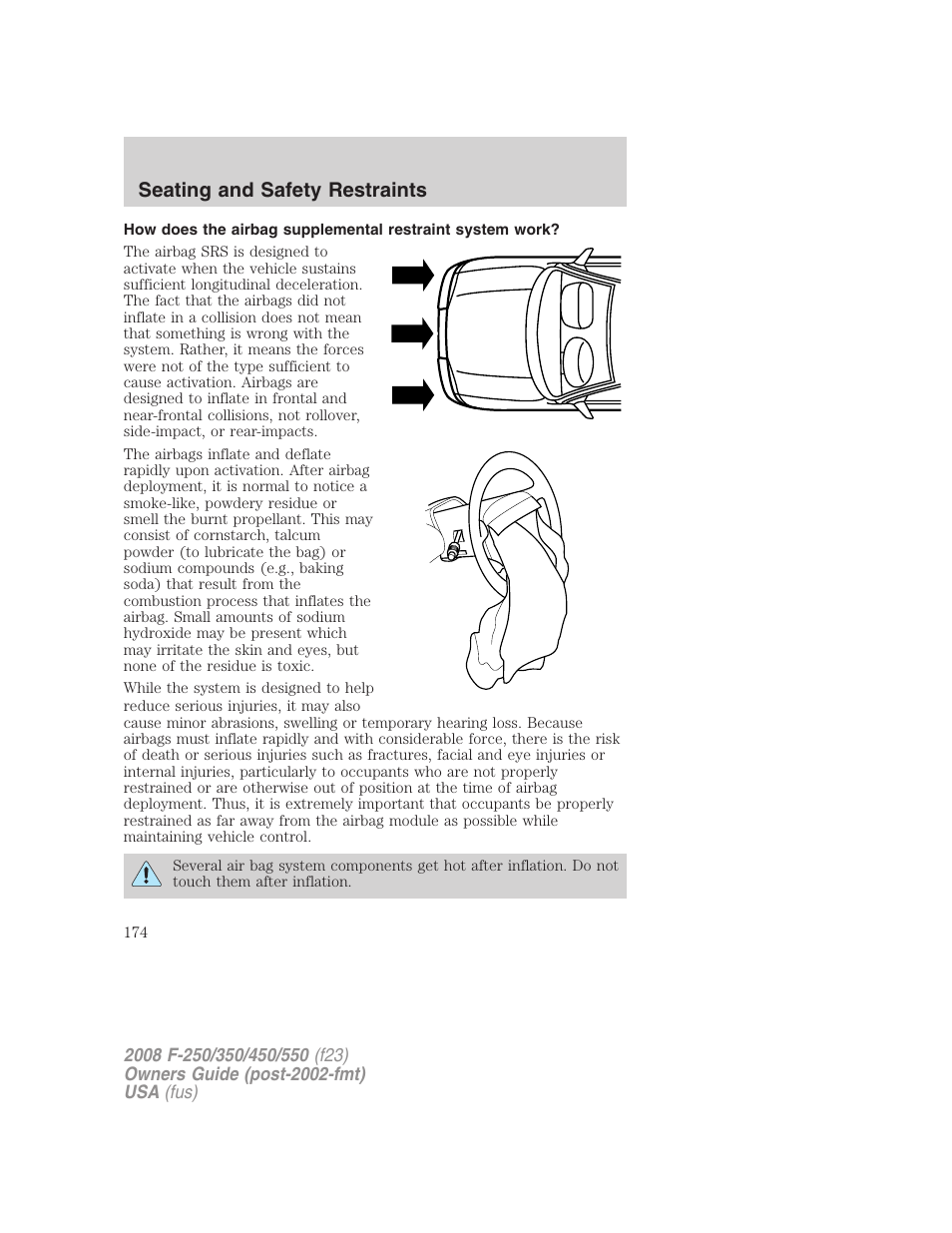 Seating and safety restraints | FORD 2008 F-550 v.2 User Manual | Page 174 / 368