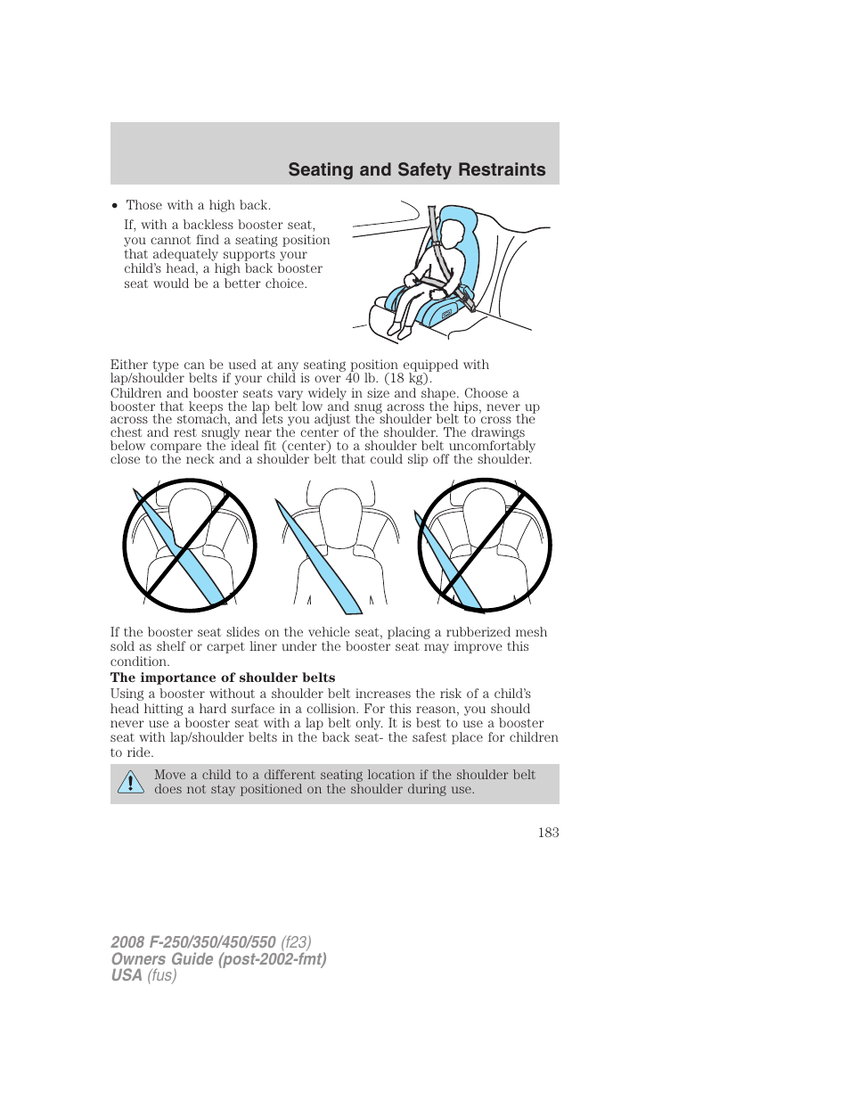 Seating and safety restraints | FORD 2008 F-550 v.2 User Manual | Page 183 / 368