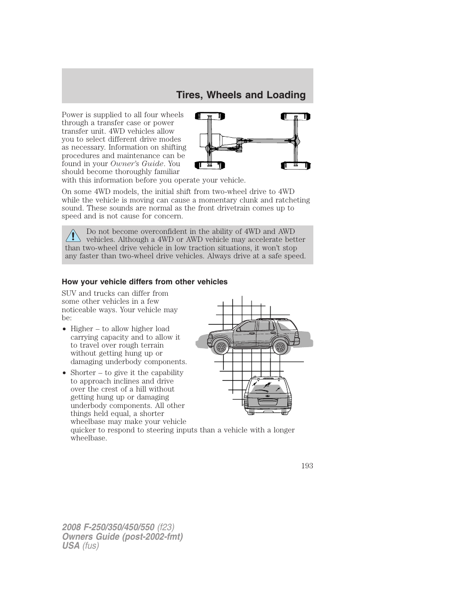How your vehicle differs from other vehicles, Tires, wheels and loading | FORD 2008 F-550 v.2 User Manual | Page 193 / 368