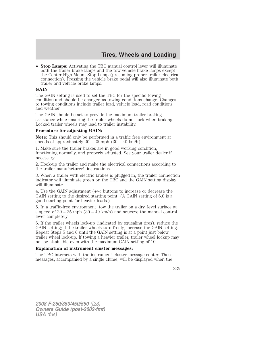 Tires, wheels and loading | FORD 2008 F-550 v.2 User Manual | Page 225 / 368