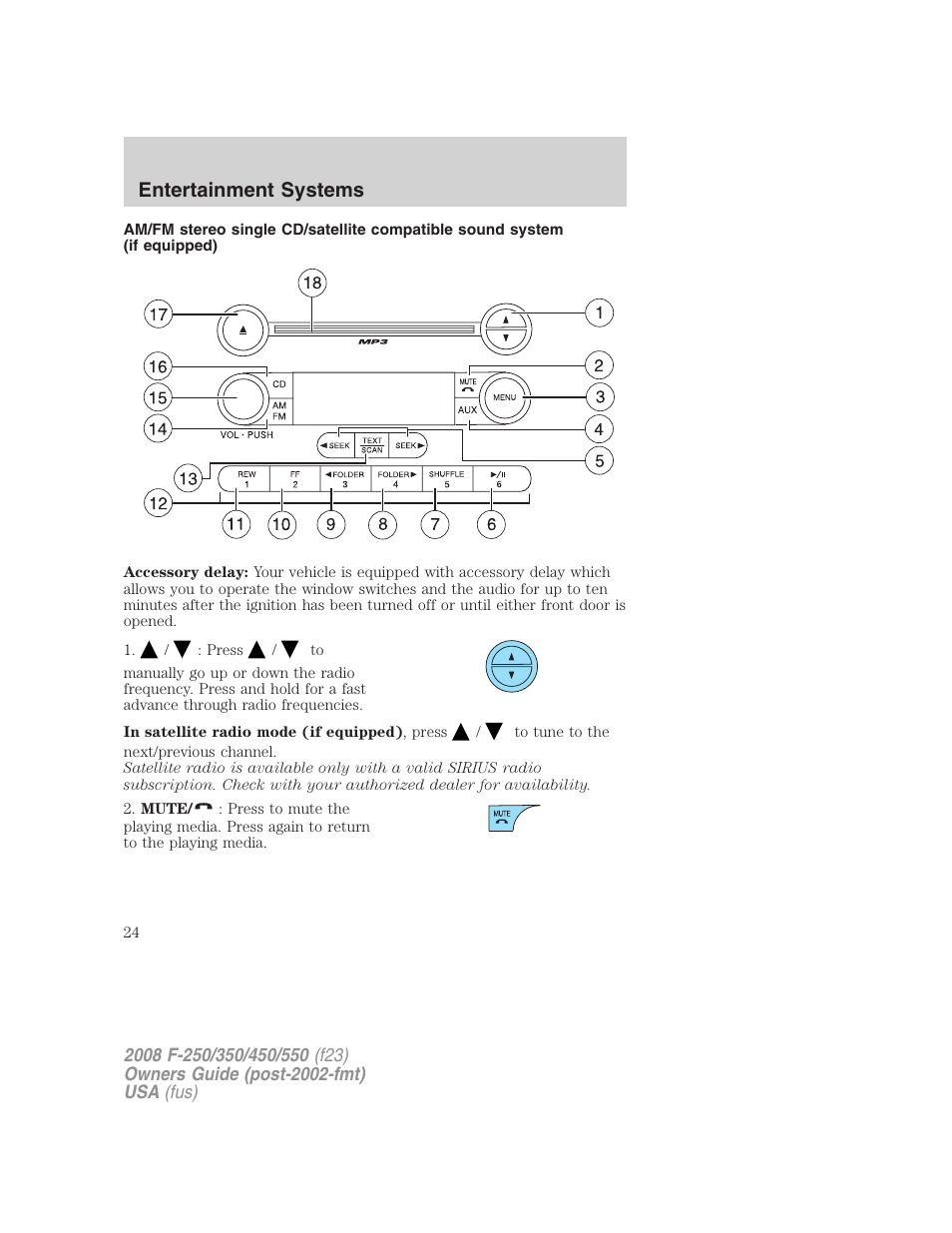 Am/fm stereo with cd, Entertainment systems | FORD 2008 F-550 v.2 User Manual | Page 24 / 368