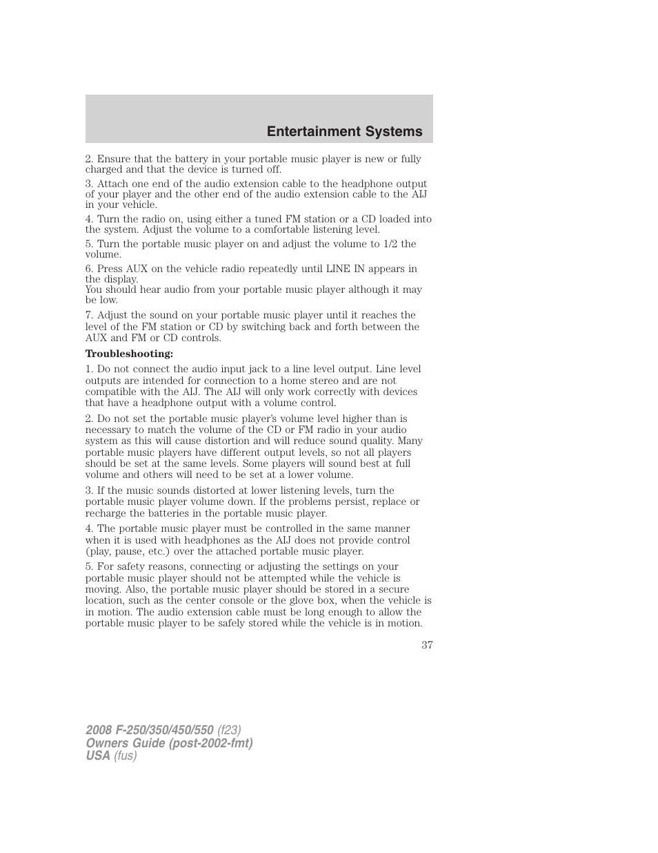 Entertainment systems | FORD 2008 F-550 v.2 User Manual | Page 37 / 368