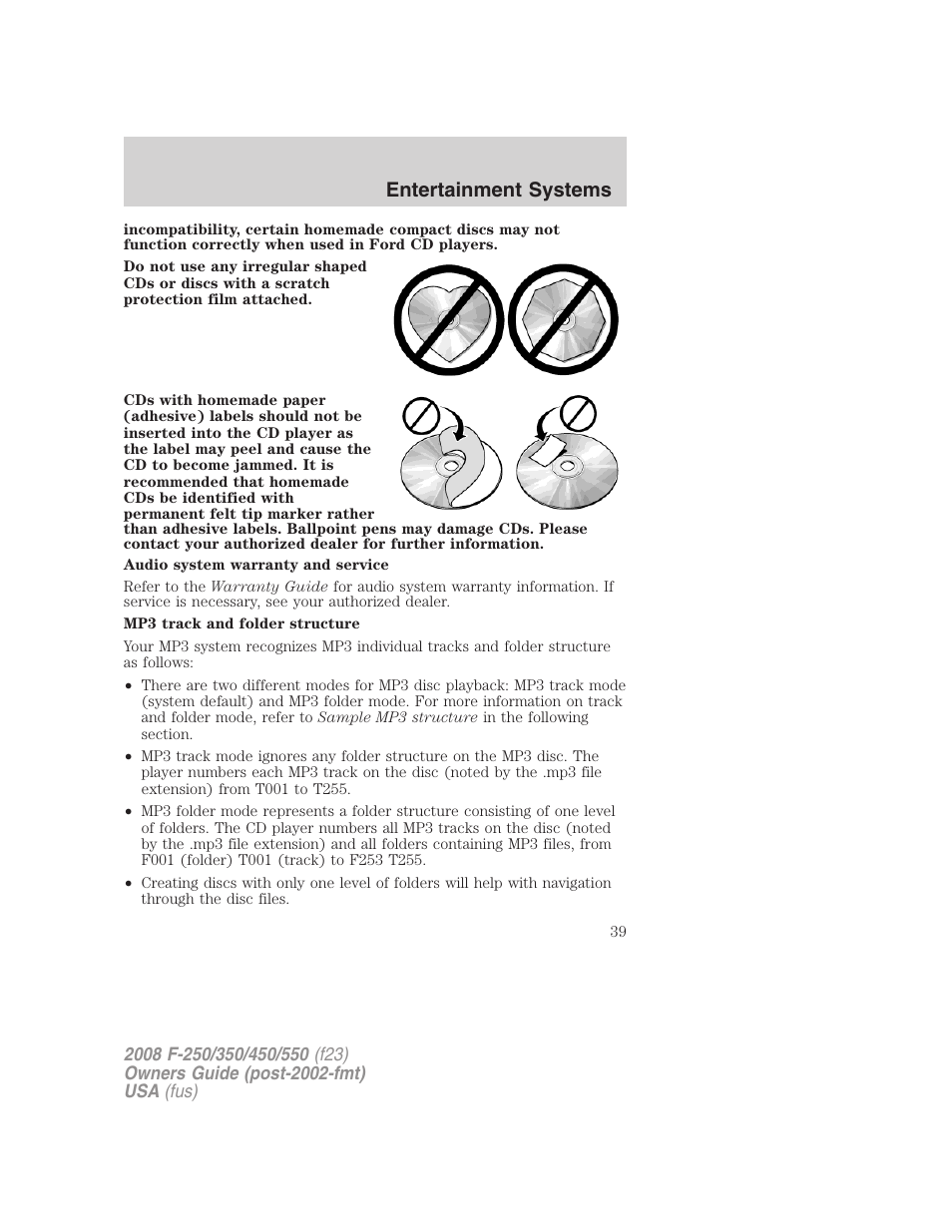 Entertainment systems | FORD 2008 F-550 v.2 User Manual | Page 39 / 368