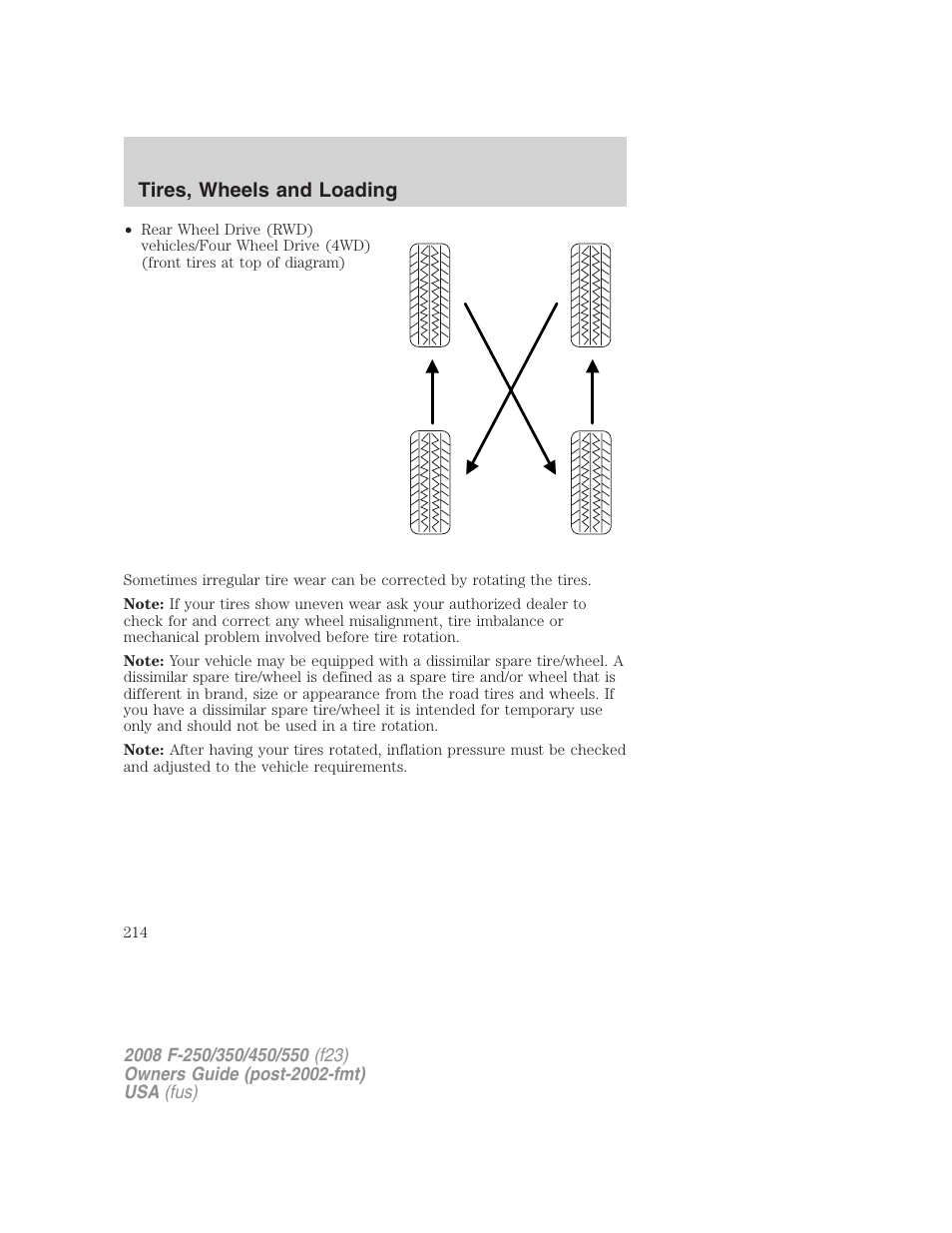 Tires, wheels and loading | FORD 2008 F-550 v.3 User Manual | Page 214 / 392