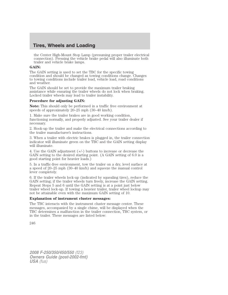 Tires, wheels and loading | FORD 2008 F-550 v.3 User Manual | Page 246 / 392