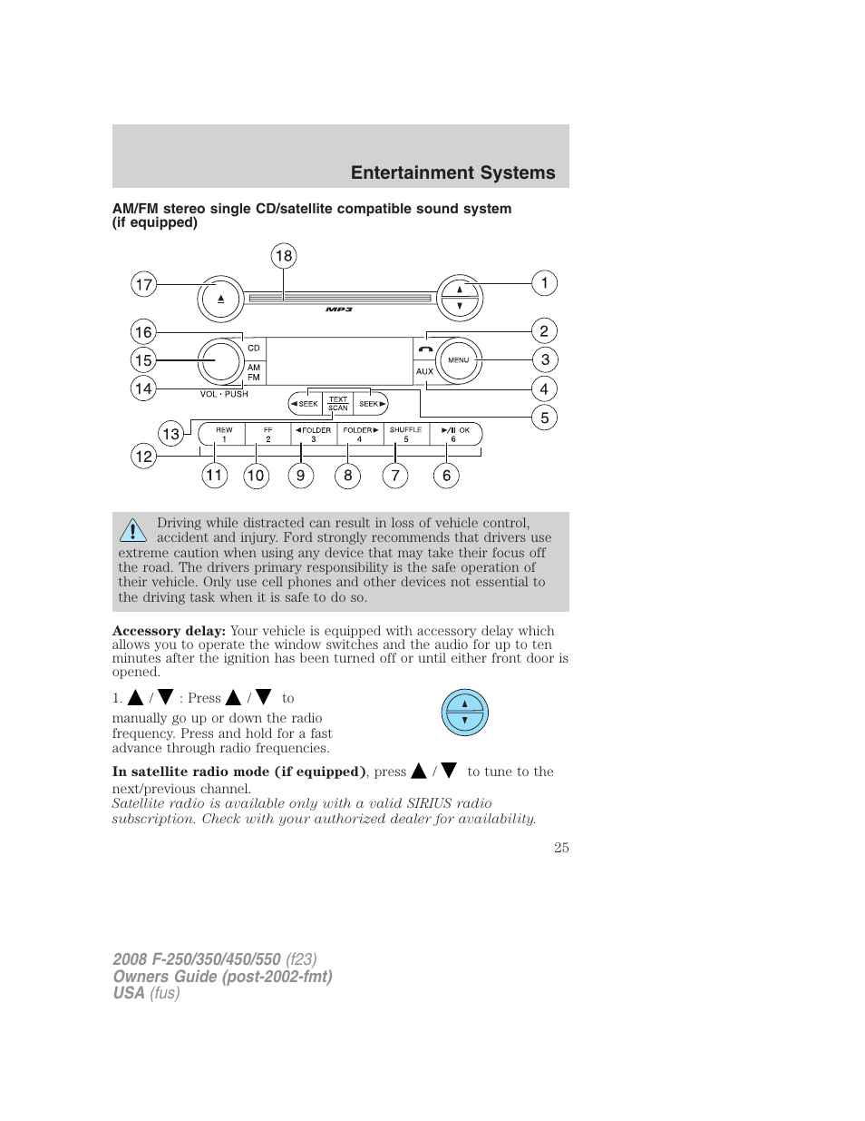 Am/fm stereo with cd, Entertainment systems | FORD 2008 F-550 v.3 User Manual | Page 25 / 392