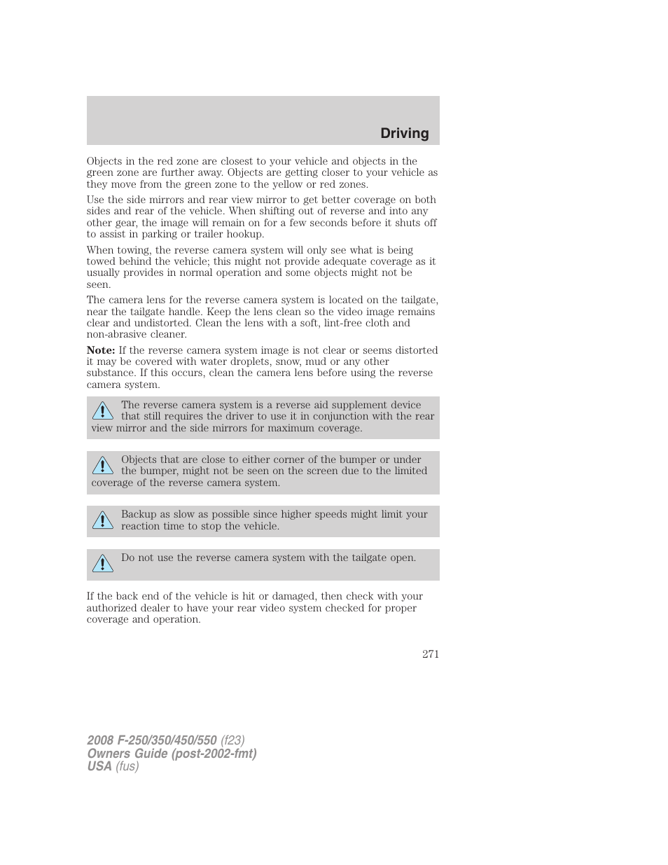 Driving | FORD 2008 F-550 v.3 User Manual | Page 271 / 392