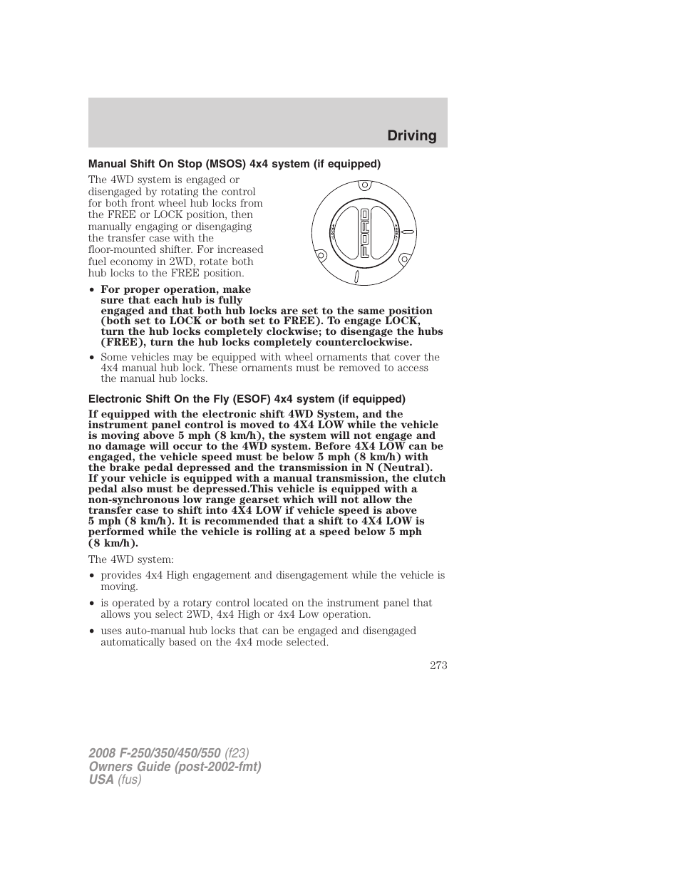 Driving | FORD 2008 F-550 v.3 User Manual | Page 273 / 392