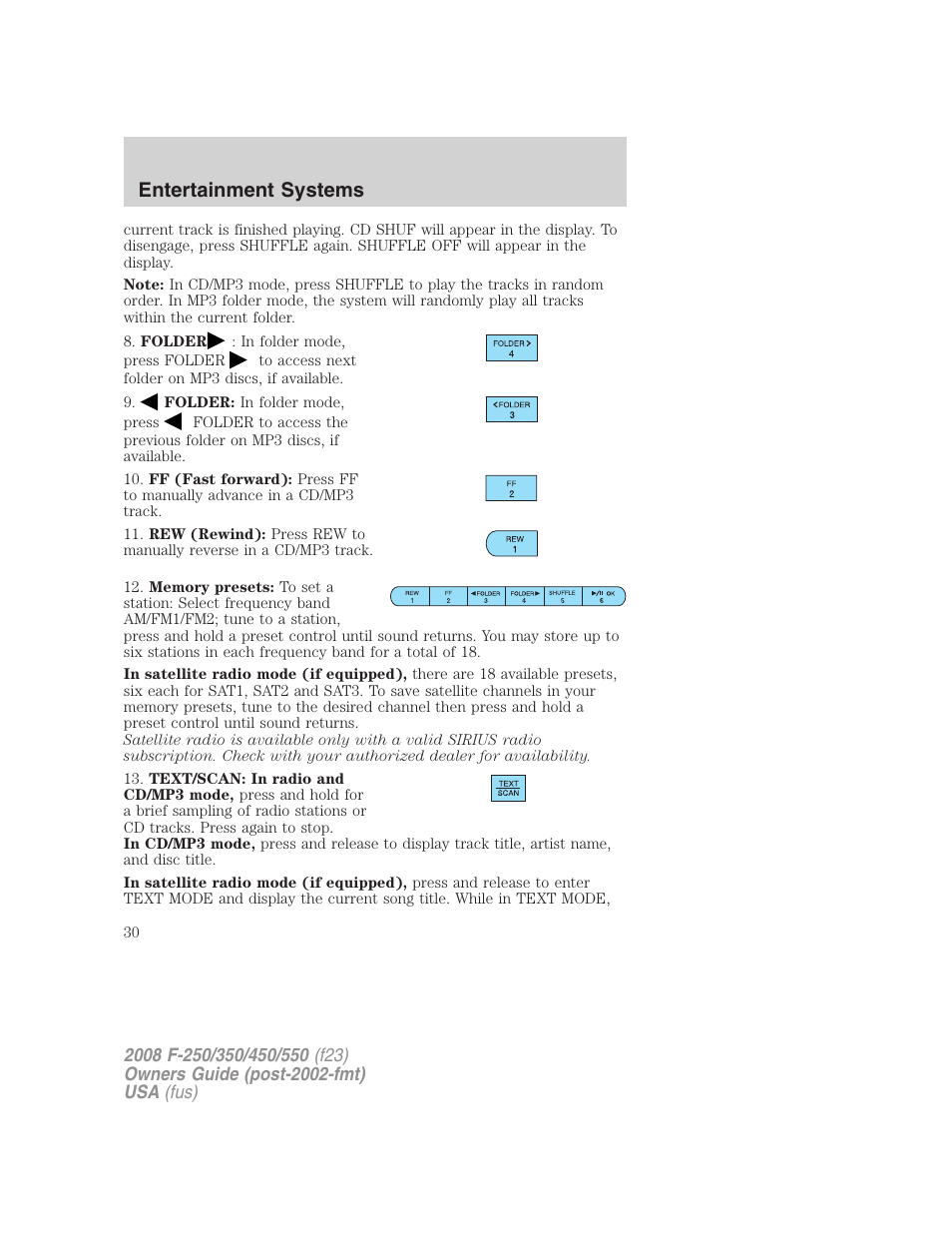 Entertainment systems | FORD 2008 F-550 v.3 User Manual | Page 30 / 392