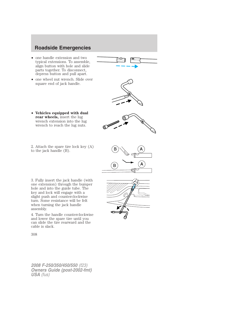 Roadside emergencies | FORD 2008 F-550 v.3 User Manual | Page 308 / 392