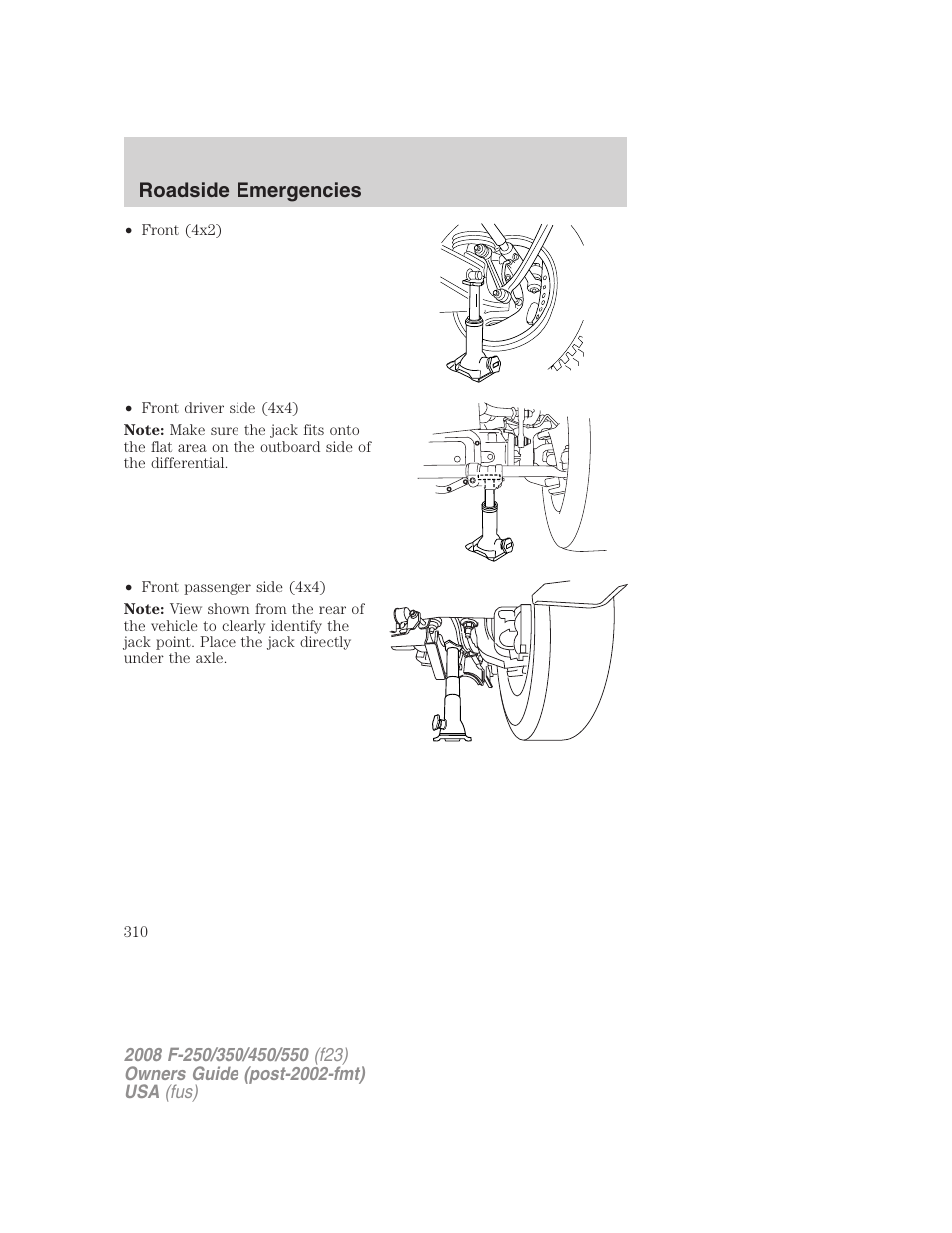 Roadside emergencies | FORD 2008 F-550 v.3 User Manual | Page 310 / 392