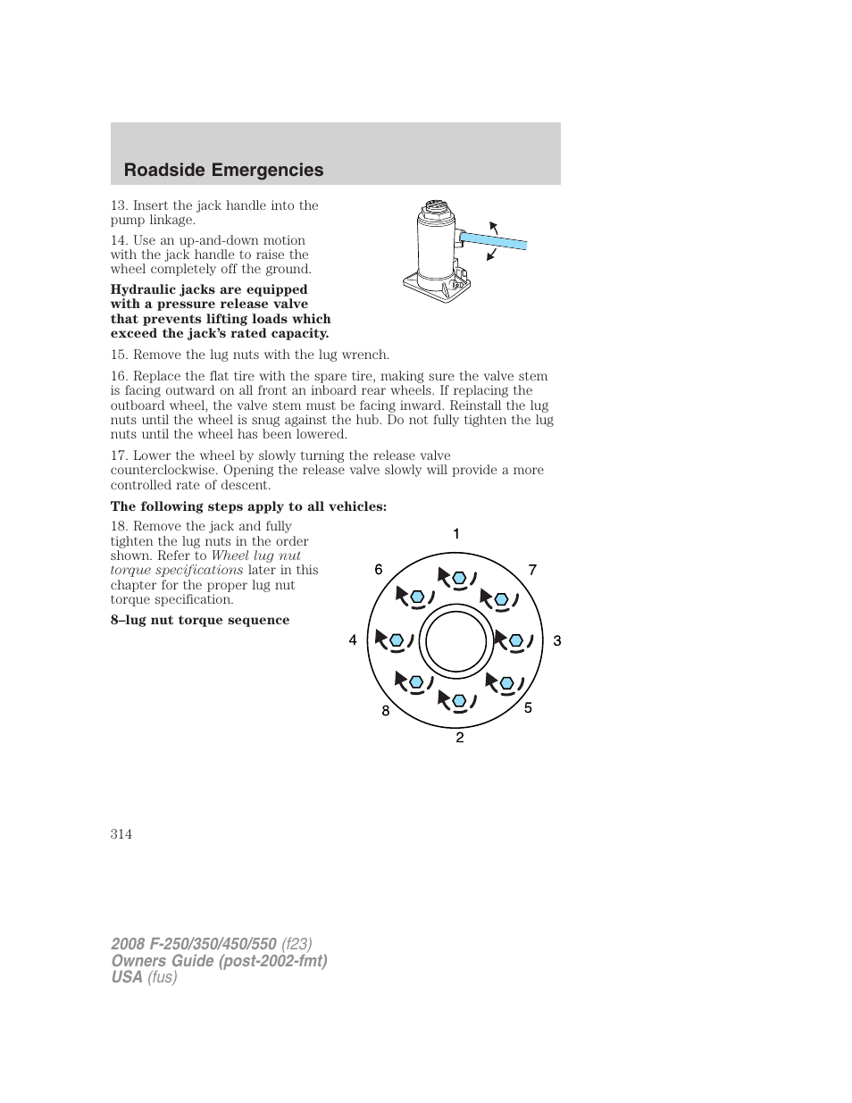 Roadside emergencies | FORD 2008 F-550 v.3 User Manual | Page 314 / 392