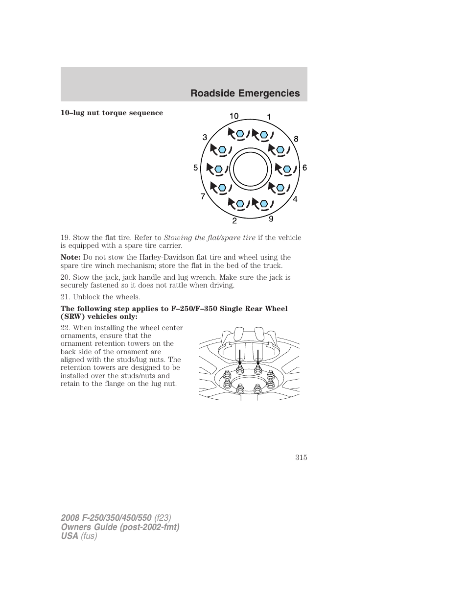 Roadside emergencies | FORD 2008 F-550 v.3 User Manual | Page 315 / 392