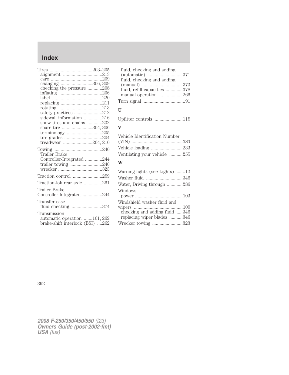 Index | FORD 2008 F-550 v.3 User Manual | Page 392 / 392