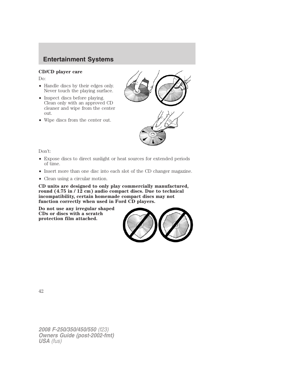 Entertainment systems | FORD 2008 F-550 v.3 User Manual | Page 42 / 392