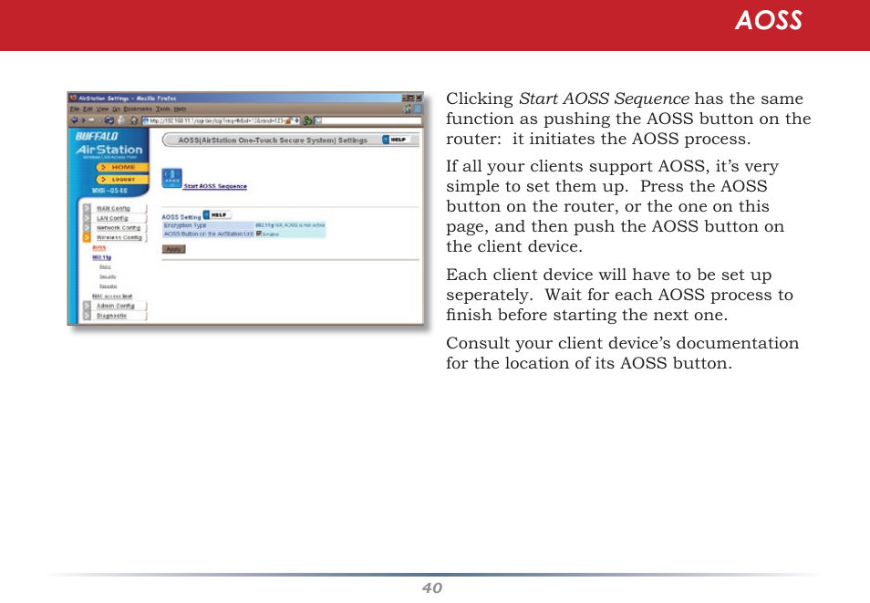 Aoss | Buffalo Technology WHR-G54S User Manual | Page 40 / 93