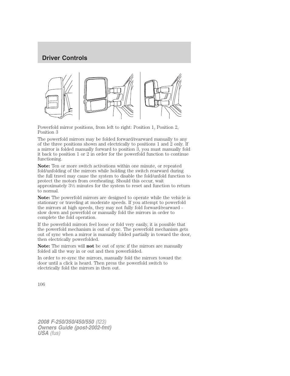 Driver controls | FORD 2008 F-550 v.4 User Manual | Page 106 / 400