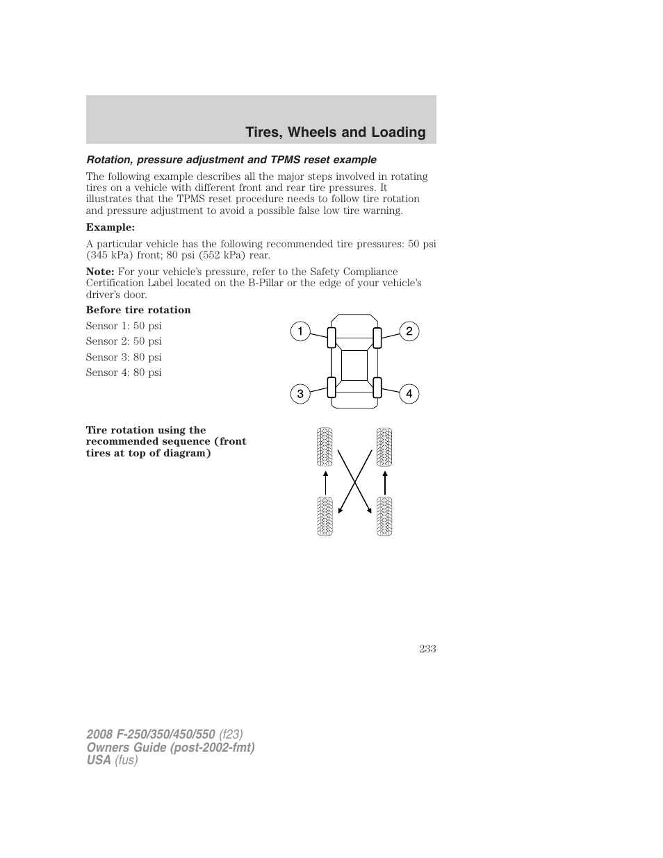 Tires, wheels and loading | FORD 2008 F-550 v.4 User Manual | Page 233 / 400