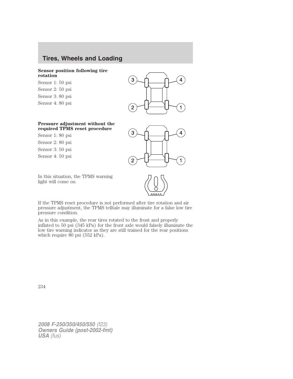 Tires, wheels and loading | FORD 2008 F-550 v.4 User Manual | Page 234 / 400