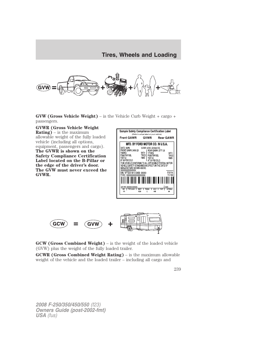 Tires, wheels and loading | FORD 2008 F-550 v.4 User Manual | Page 239 / 400