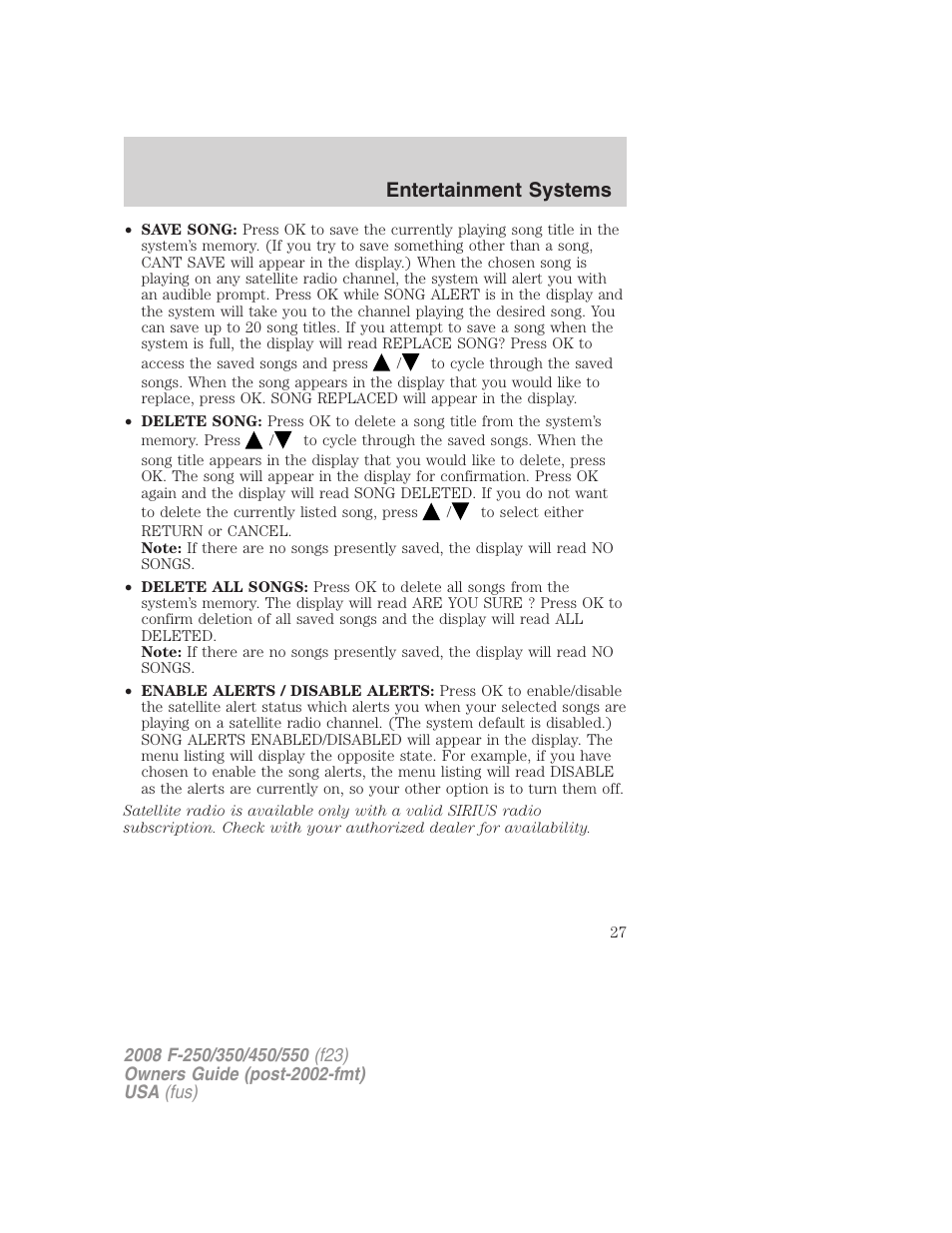 Entertainment systems | FORD 2008 F-550 v.4 User Manual | Page 27 / 400