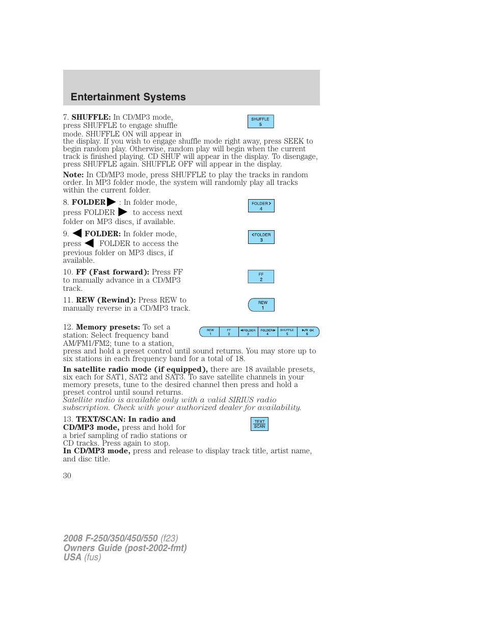 Entertainment systems | FORD 2008 F-550 v.4 User Manual | Page 30 / 400