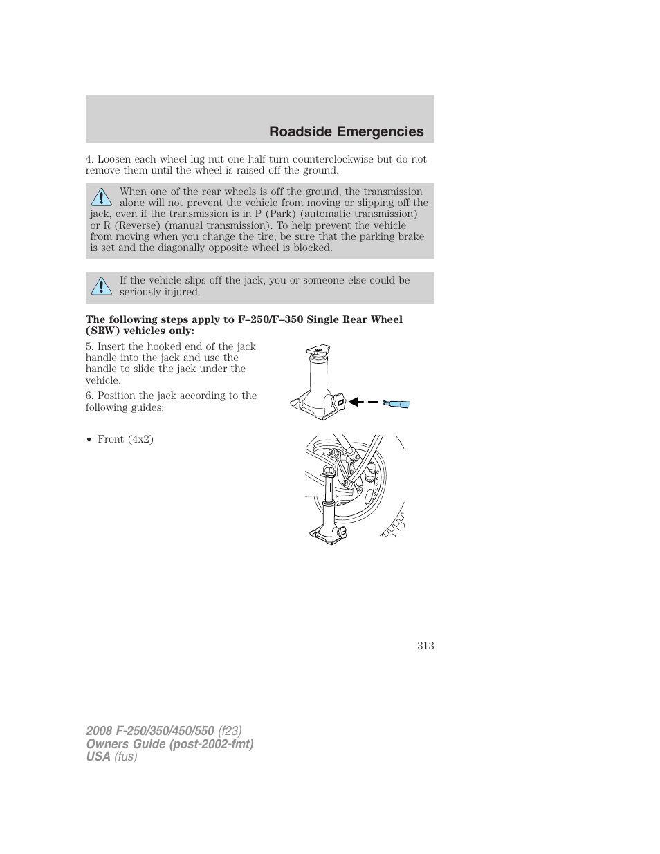 Roadside emergencies | FORD 2008 F-550 v.4 User Manual | Page 313 / 400