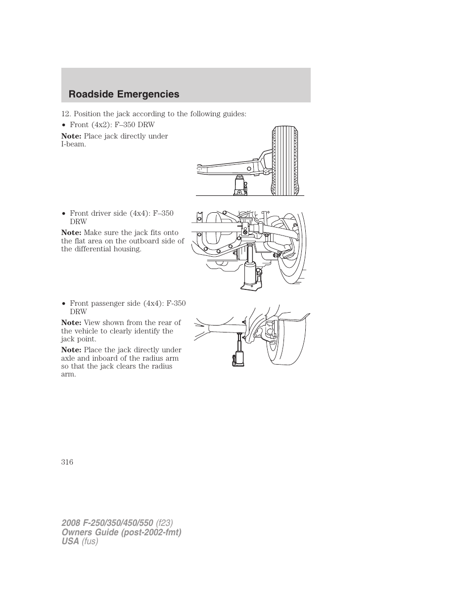 Roadside emergencies | FORD 2008 F-550 v.4 User Manual | Page 316 / 400