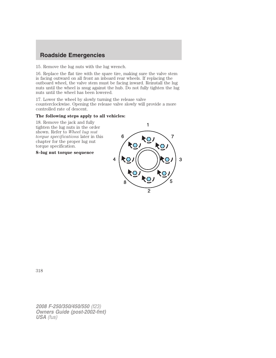 Roadside emergencies | FORD 2008 F-550 v.4 User Manual | Page 318 / 400