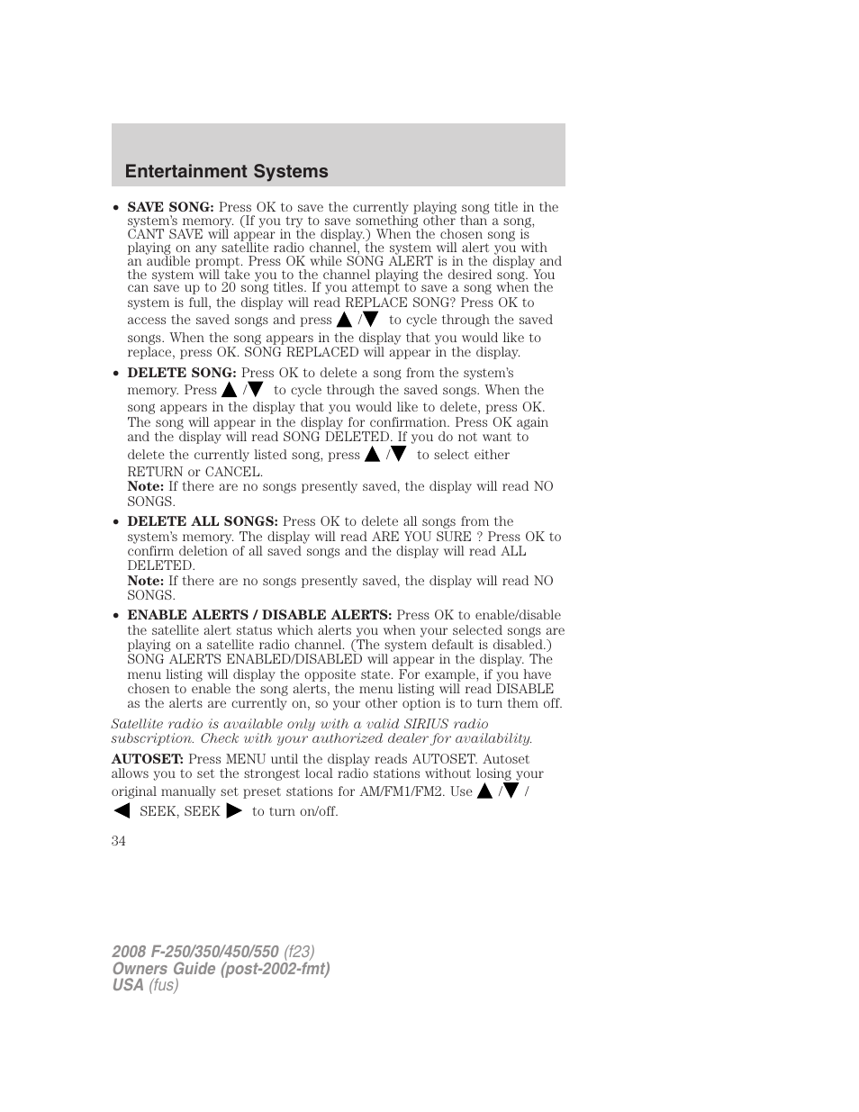 Entertainment systems | FORD 2008 F-550 v.4 User Manual | Page 34 / 400