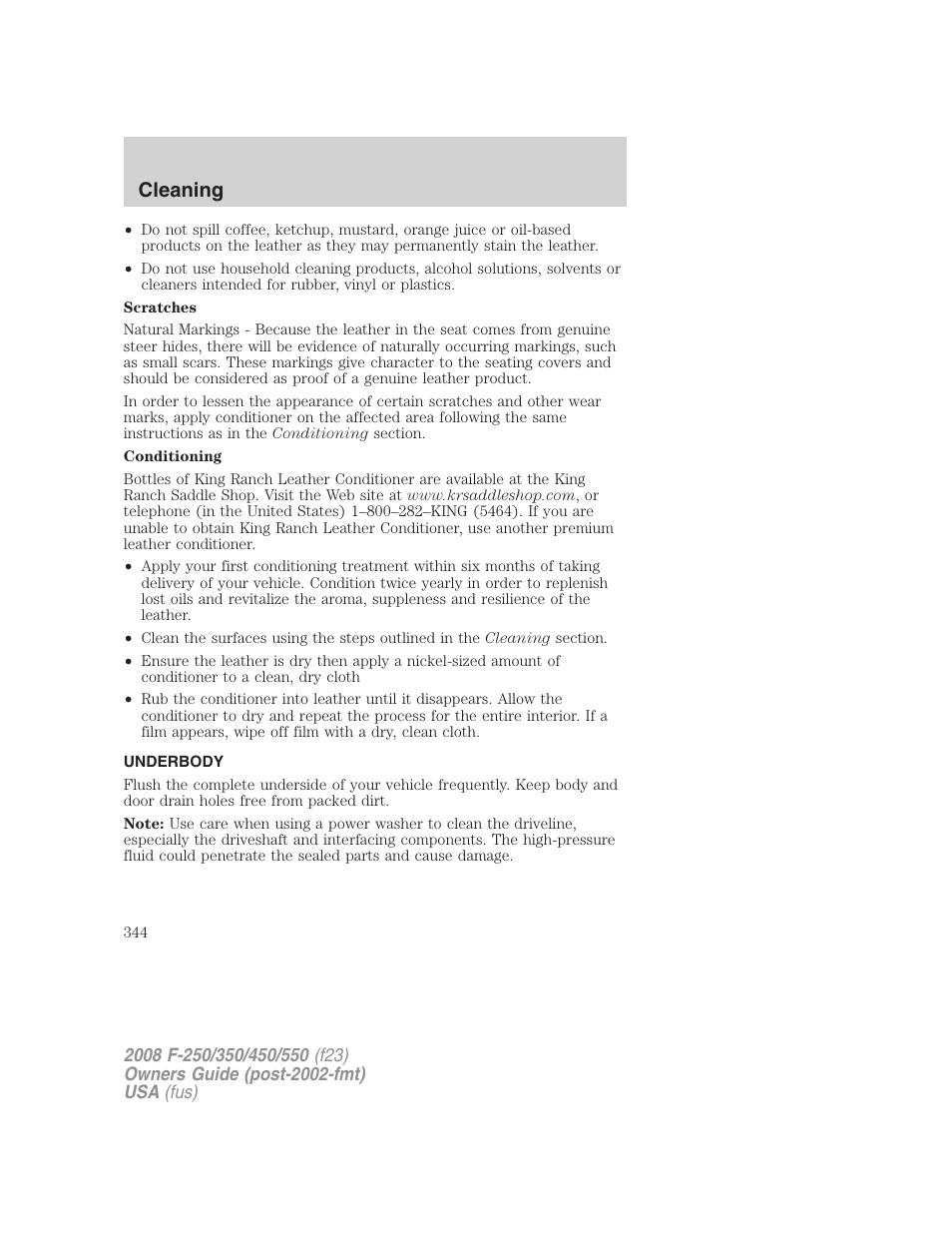 Underbody, Cleaning | FORD 2008 F-550 v.4 User Manual | Page 344 / 400