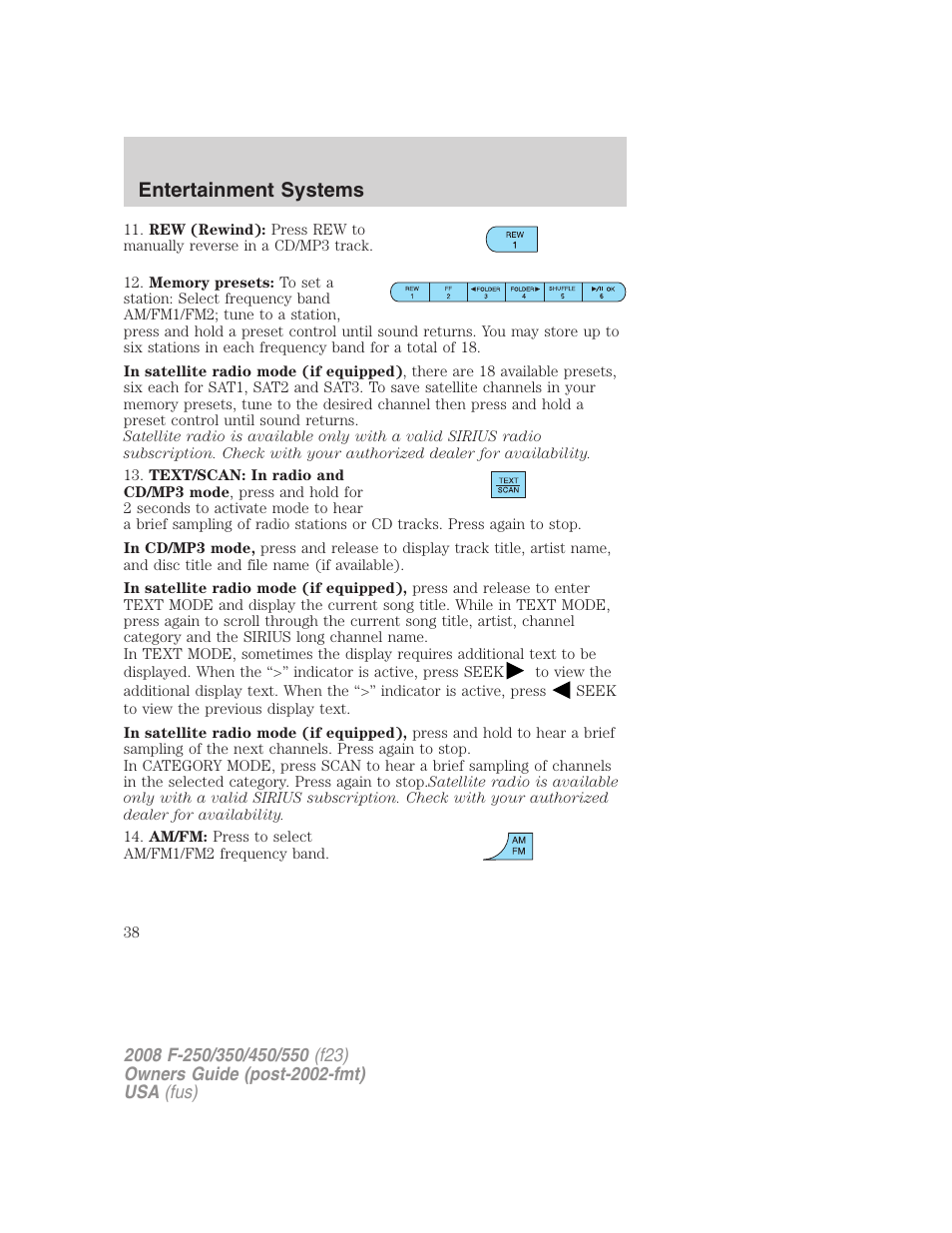 Entertainment systems | FORD 2008 F-550 v.4 User Manual | Page 38 / 400
