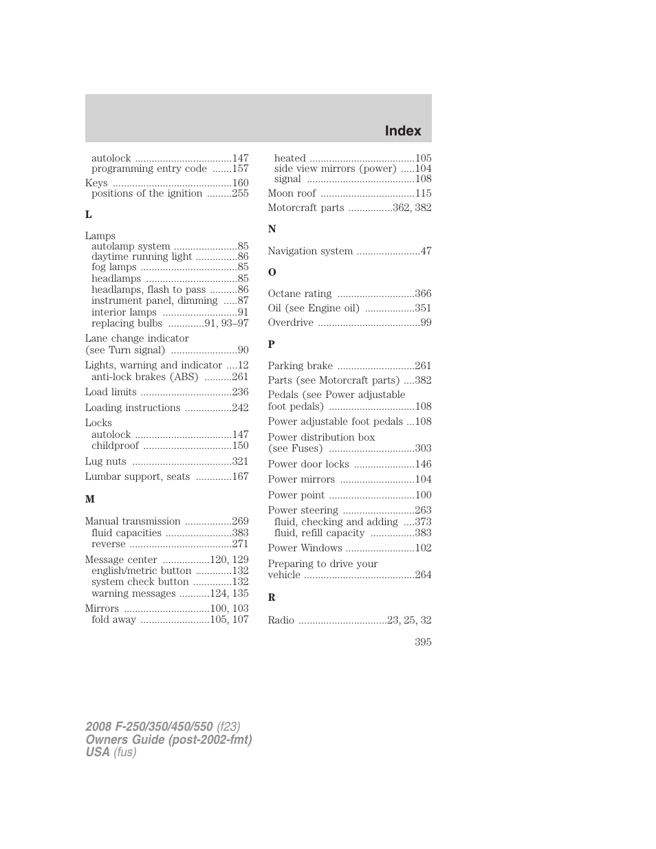 Index | FORD 2008 F-550 v.4 User Manual | Page 395 / 400