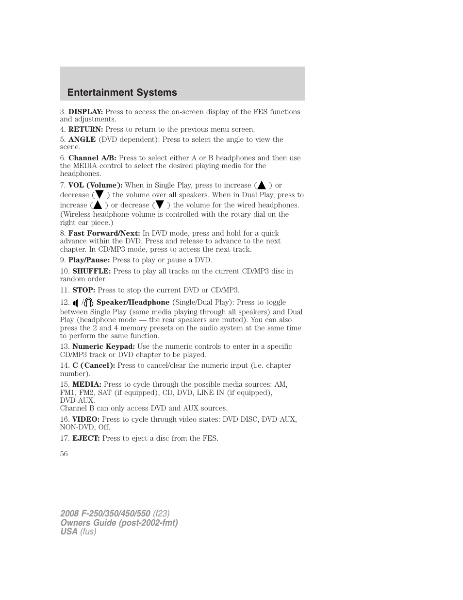 Entertainment systems | FORD 2008 F-550 v.4 User Manual | Page 56 / 400